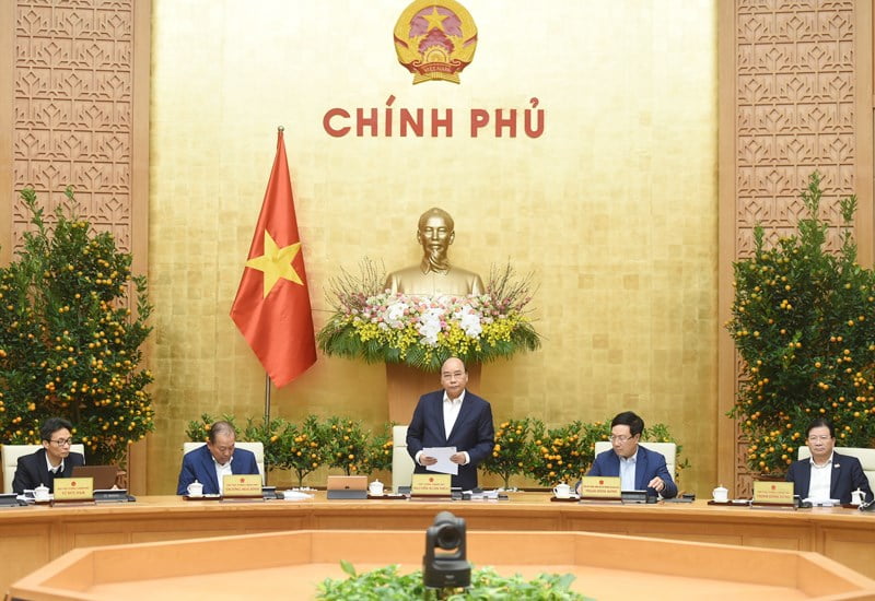 Thủ tướng Nguyễn Xuân Phúc chủ trì phiên họp Chính phủ tháng 1/2021. (Ảnh: VGP)